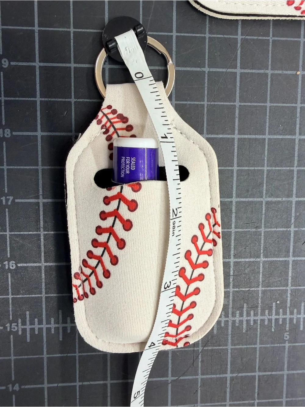 NWOT SET OF 4 White Baseball-Stitch Lip Balm Keychain Holder - Tball gift